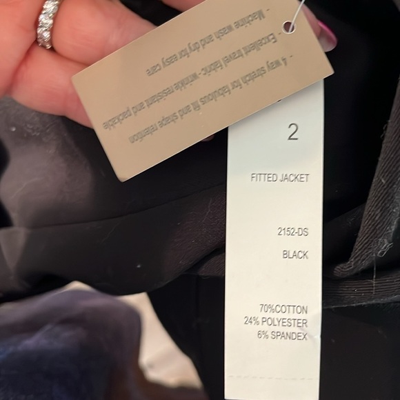 Area Double Stretch Fitted Jacket Blazer NWT Black Size 2 Designer One Button - Picture 11 of 11